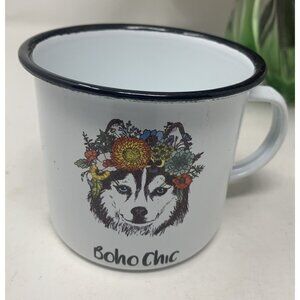 BoHo Chic HD Designs Tin 16 oz Mug Dog Graphic 3 1/2"